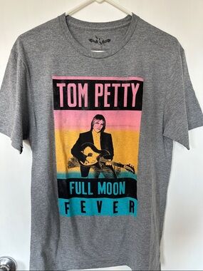 Tom Petty Full Moon Fever Graphic Tee - Gray with Pink/Yellow/Teal Print